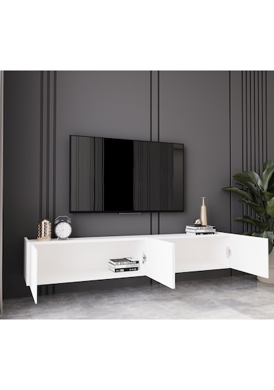 Capella Beyaz Country Mdf 4 Kapak Duvara Monte 180 Cm Tv Ünitesi