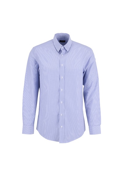 Fabrika Maydos 603 Koyu Mavi Erkek Alttan Britli Çizgili Slim Fit Gömlek