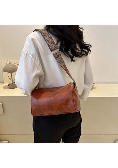 Dachuang Girly Geniş Vuruş Tek Omuzlu Crossbody Çanta-vintage Tarzı Kadınsı El Çantası Dark Brown