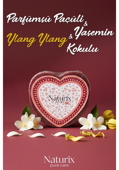 Kalp Şekilli Süngerli Sabun 130 Gr Peeling Etkili Sabun Çiçek