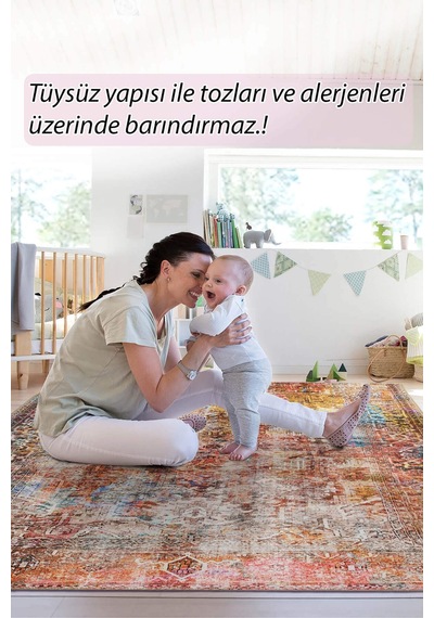 Fusion Modern Dokuma Taban Dekoratif Renkli Halı Al 101 Bej