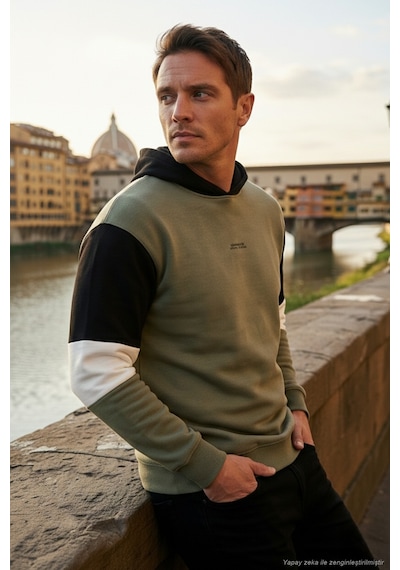Buratti Pamuklu Relaxed Fit Kapüşonlu Içi Tüylü Yumuşak Şardonlu Erkek Sweat 5905299 Haki