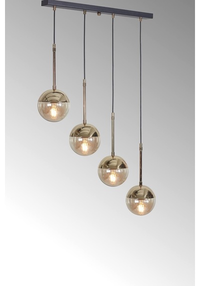 Luvia 4 Lü Gold-siyah Metal Gövde Bal Rengi Camlı Tasarım Lüx... Gold