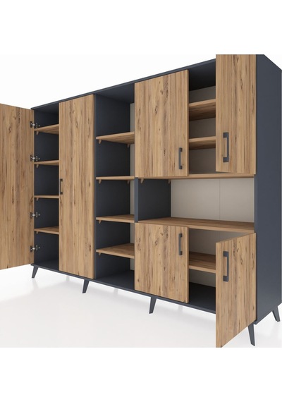 Hyperion Dolap 13 Raflı 6 Kapaklı 220x44x163 Antrasit-çam Atlas Çam - Antrasit Hyperion Dolap 13 Raflı 6 Kapaklı 220x44x163 Antrasit-çam Atlas Çam - Antrasit