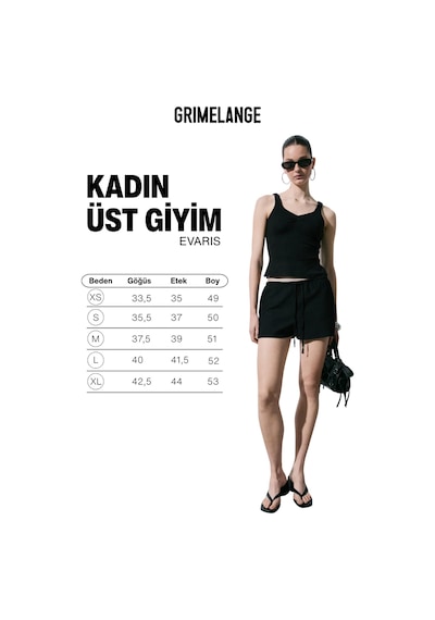 Grımelange Evarıs Kadın Yumuşak Ve Esnek Kumaşlı Organik Pamuklu Siyah Bluz Siyah