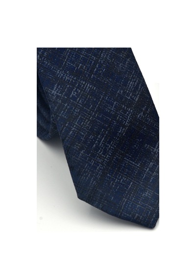 Gaffy Mavi Kırcıl Desenli Lacivert Dokuma Kumaş Mendilli Slim Fit Kravat // Sdk-2610-2 Lacivert