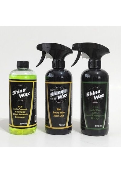 Shine Wax Seramik Şampuan & Hızlı Cila & Lastik Parlatıcı Sprey 500 Ml 3'lü Set