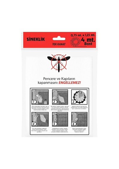 Proalet Tek Kanat Pratik Sineklik, 0.75 M X 1.25 M Tül, Kapı Pencere Uyumlu, 4 M Yapıştırma Bantlı Sku: Smg8690010001047