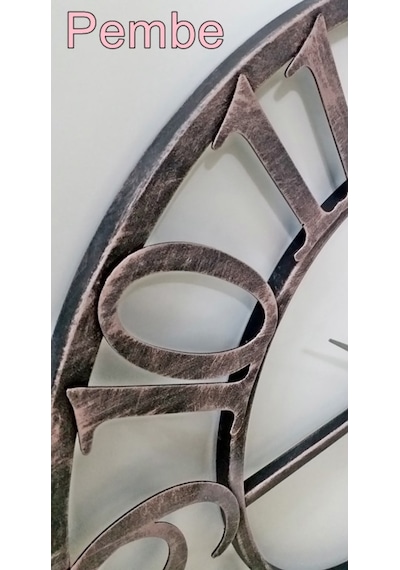 Ferforje Duvar Saati Otantik 5520 Bp Pembe Eskitme 55Cm 3Boyutlu Çok Renkli