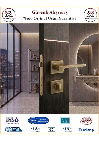 Sofuoğlu Anka Rozetli Kapı Kolu - Antik Sarı - Wc Banyo