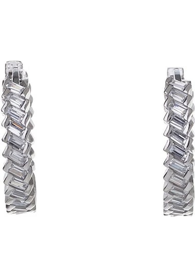 20 Mm Çapraz Baget Zirkon Taşlı 925 Gümüş Kadın Halka Küpe Gümüş