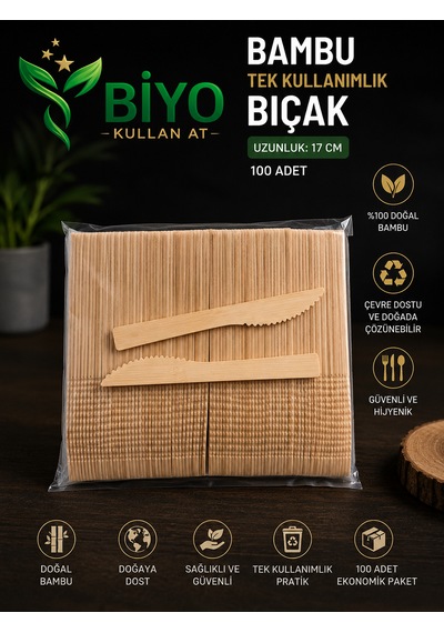 Tek Kullanımlık Bambu Bıçak 100 Adet