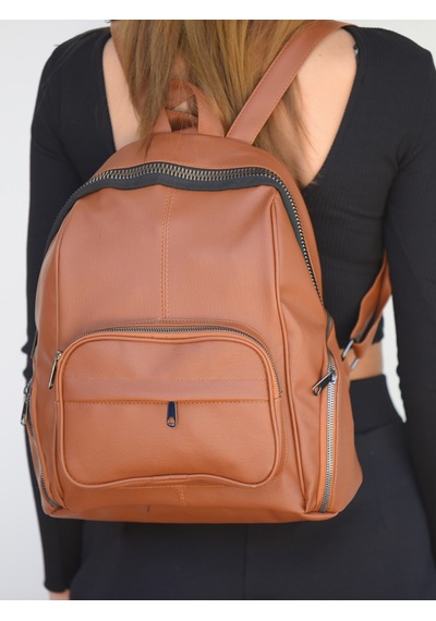 Jara Bag Frida Kadın Sırt Çantası Şık, Yumuşak Dokulu Ve 5 Bölmeli Taba