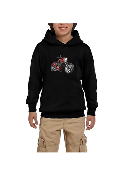 Zepplin Giyim Chopper Cruiser Siyah Çocuk Kapşonlu Sweatshirt Siyah