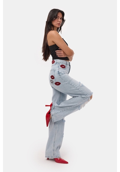 Kadın Ice T-12s6-3 Straight Fit Özel Tasarım Denim Jean Ice Kot
