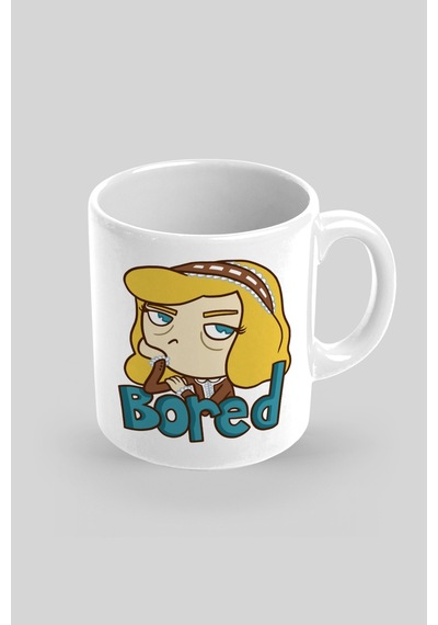 Bored Baskılı Kupa Bardak Beyaz