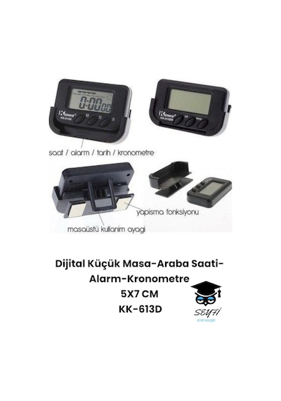 Dijital Küçük Masa-araba Saati-alarm-kronometre 5x7 Cm Kk-613d