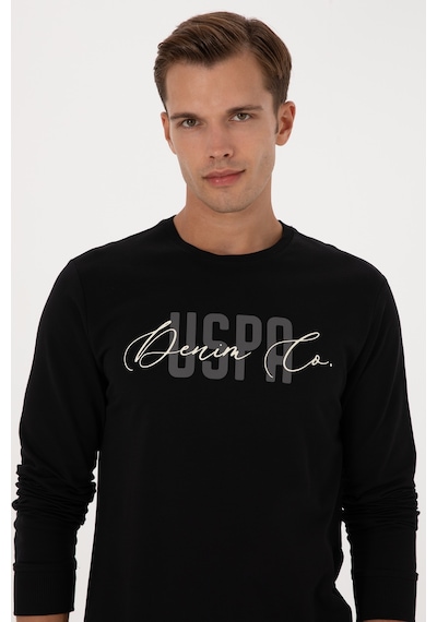 U.S. Polo Assn. Erkek Regular Fit Bisiklet Yaka Siyah İnce Sweatshirt 50315570-VR046