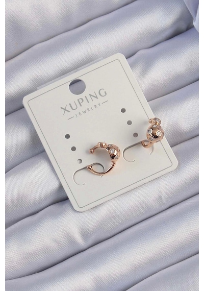 Xuping Rose Renk Zirkon Taşlı Bombeli Topçuk Earcuff Küpe Çok Renkli