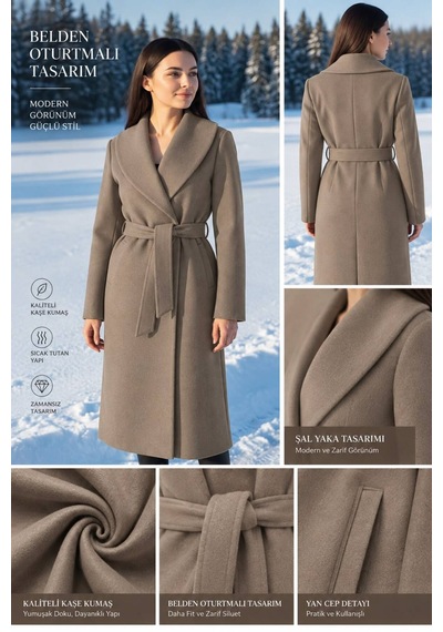 Moda Banuş Kadın Kuşaklı Cepli Yırtmaçlı Astarlı Kaşe Açık Camel Kahve Kaban Kahverengi Kahverengi Moda Banuş Kadın Kuşaklı Cepli Yırtmaçlı Astarlı Kaşe Açık Camel Kahve Kaban Kahverengi Kahverengi