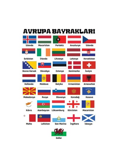 Avrupa Ülkeleri Bayrağı Çizme Ve Boyama Kitabı