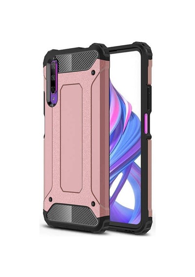 Kilifone - Huawei Uyumlu P Smart Pro 2019 Stk-l21 - Kılıf Çift Katman Zırh Tank Crash Military Kapak - Rose Gold