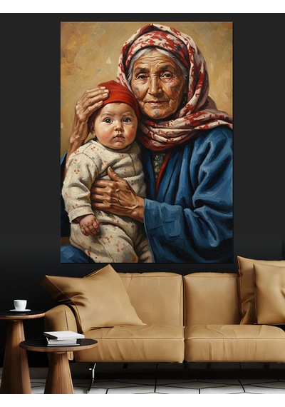 Ahşap Tablo Büyükanne Torun Sevgi Dolu Çocuk Odası Tabloları