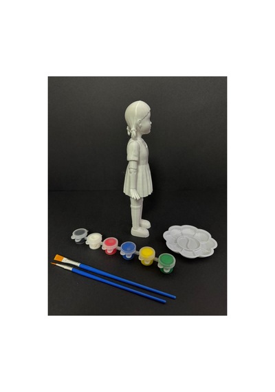3d Squid Game Young Hee Doll Squid Game İn Ikonik Oyuncak Bebeği 15 Cm - Kendin Boya Hobi Ve Etkinlik Seti - Akrilik Boya + 2 Fırça