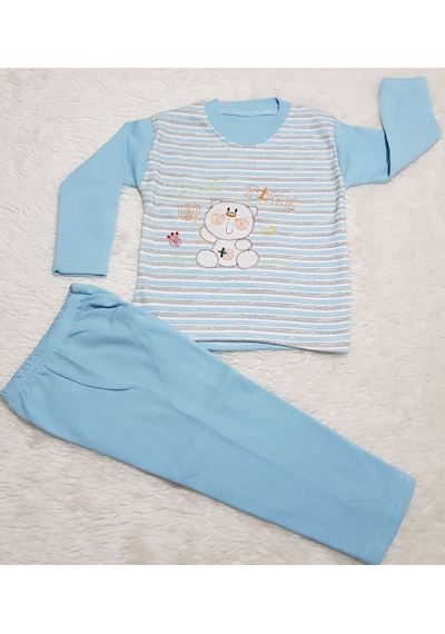 Candysbebe Mavi Bebek Pijama Takım Mavi