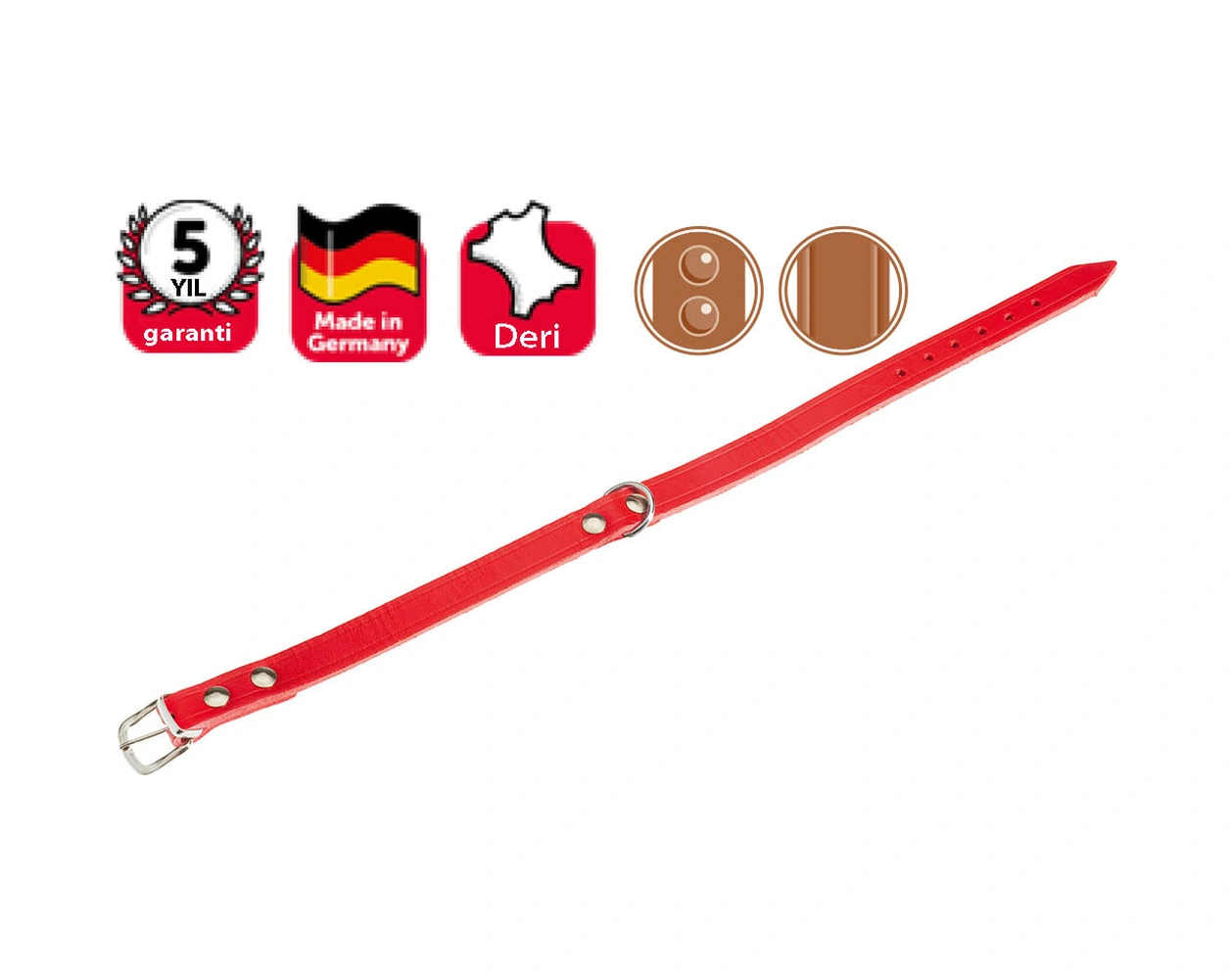 Karlıe Deri Boyun Tasma 47cm-18mm Kırmızı Çok Renkli