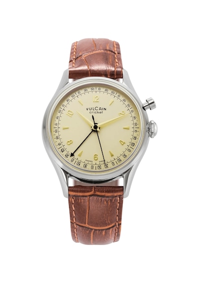 Vulcain Cricket Classique 36 Mm Eggshell Sapphire Caseback Mekanik Alarm Erkek Kol Saati Metalik