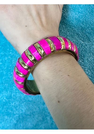 Sedef Kaplama Otantik Kadın Hint Bileziği Çap 7 Cm Pembe