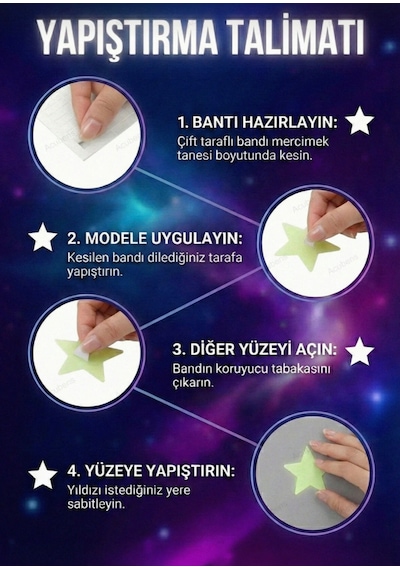 Mert Avm Fosforlu Yıldız Sticker Karanlıkta Parlayan Yıldız Çocuk Odası Duvar Tavan Süsü Seti 150 Adet
