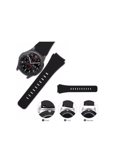 Samsung Uyumlu Gear S3 Frontier & Classic Tek Kanat Kordon Silikon Kayış