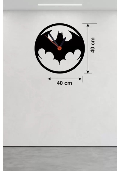 Büro Ev Ofis Dekoru İçin 40cm Ahşap Laser Kesim Yarasa Adam Logo Tema Duvar Saati Diğer
