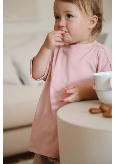 Oh La La Koala Pembe Bisiklet Yaka Oversize T-shirt Bebek - Çocuk Pembe