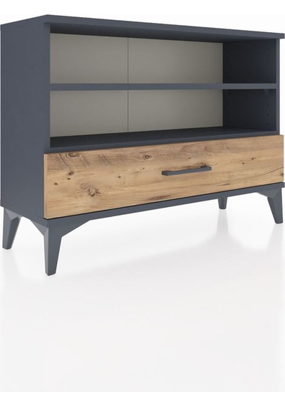 Arges Şifonyer 2 Raflı Tek Çekmeceli 88x30x64 Antrasit-çam Antrasit