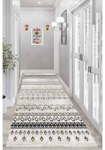Eliana Home Dijital Baskı Yıkanabilir Kaymaz Taban Salon Halısı Ve Yolluk Rv139-fnl444 Kahverengi