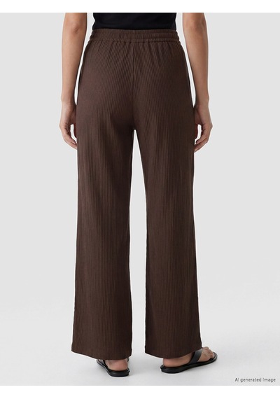Lcwaıkıkı Classic Kahverengi Beli Lastikli Müslin Kadın Pantolon