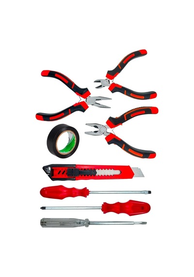 3 Lü Mini Pense Yan Keski Kargaburnu Set+3 Lü Tornavida+falçata+bant Takım Seti