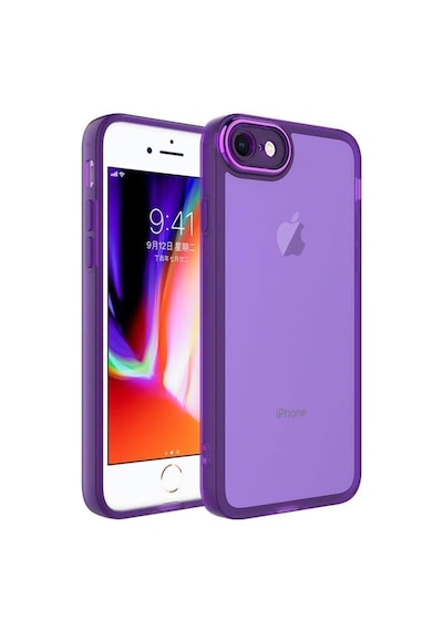 Apple Uyumlu iPhone Se 2020 Kılıf Metal Kamera Korumalı Transparan Renkli Kapak
