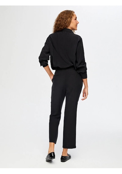 Faik Sönmez Dikiş Detaylı Staright Fit Kadın Pantolon W26pnt004 Siyah