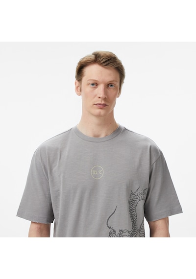 United4 Unıted4 Regular Fit Erkek Gri T-shirt Patro Gri
