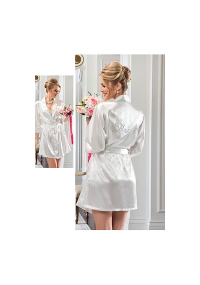Nbb Bride Baskılı Ipek Saten Sabahlık 3232