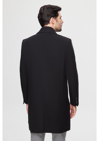 D's Damat Ds Damat Regular Fit Siyah Balıksırtı Kruvaze Palto 3hf0832200151 001