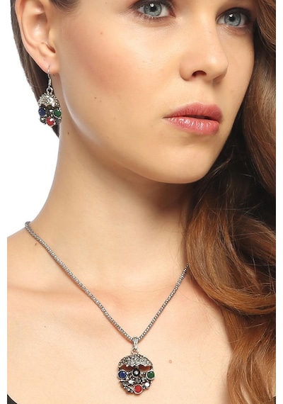 Tkly01703 Osmanlı Serisi Salkım Kolye Küpe Set Çok Renkli