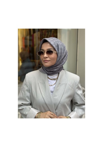 Aker Elegance Monogram Eşarp Gri - 971 Gri - 971