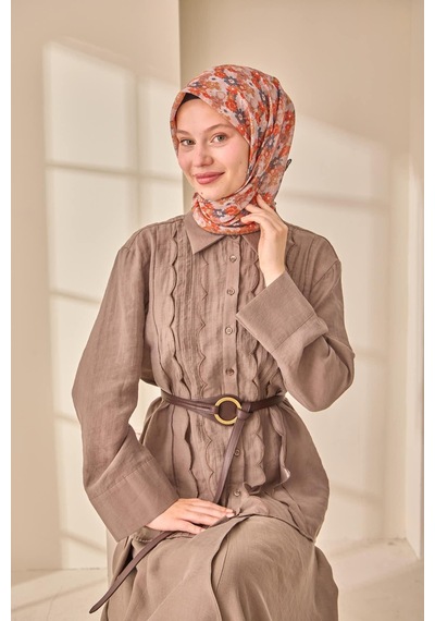 Silk Home Soft Eşarp 73092-10 Taba, Füme, Pudra, Turuncu