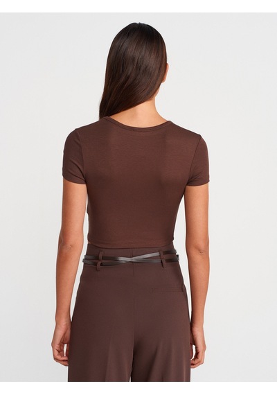 Dilvin 31104 Modal Crop Top-açık Kahve Açık Kahve