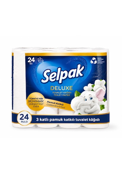 Selpak Deluxe Tuvalet Kağıdı Pamuk Katkılı 24 Lü